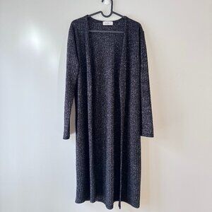 Accent Black Shimmer Metallic Cardigan | Size L | 42” Long